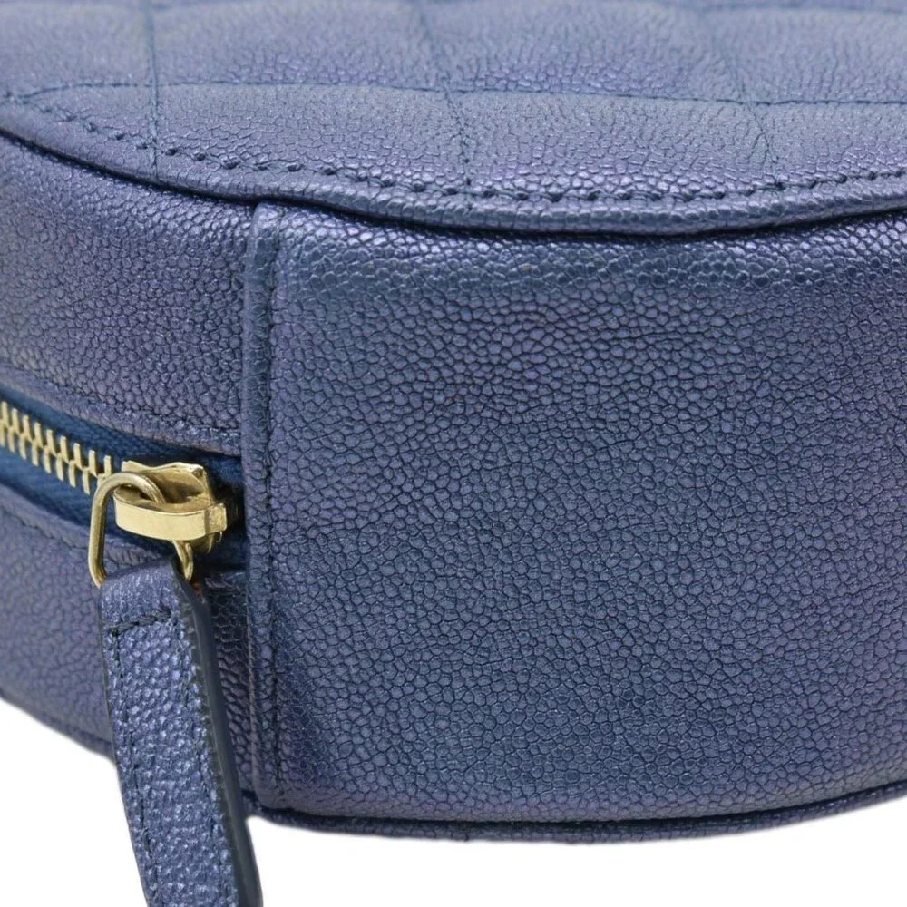 CHANEL  Round Clutch with Chain Mini Quilted Iridescent Caviar Leather Crossbody - Picture 9 of 15